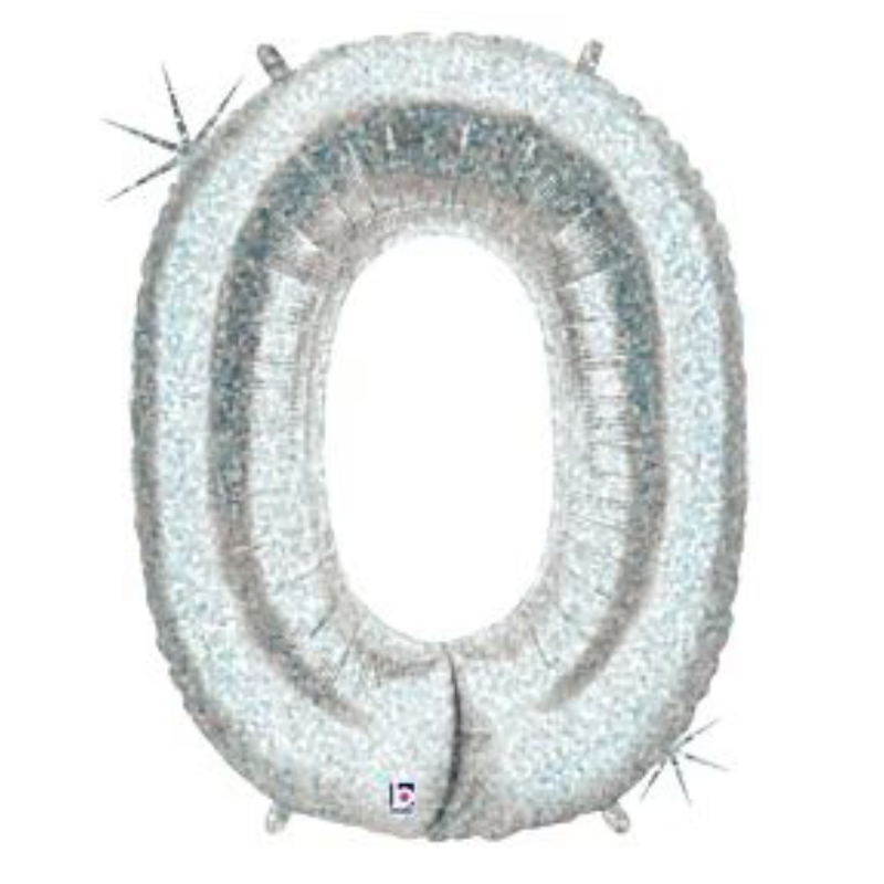 34in Number Balloons: Holographic Silver