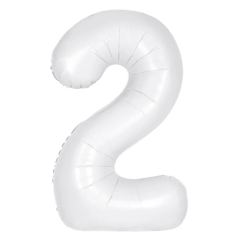 34in Number Balloons: White Matte
