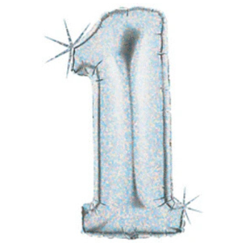 34in Number Balloons: Holographic Silver