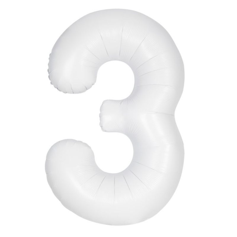 34in Number Balloons: White Matte