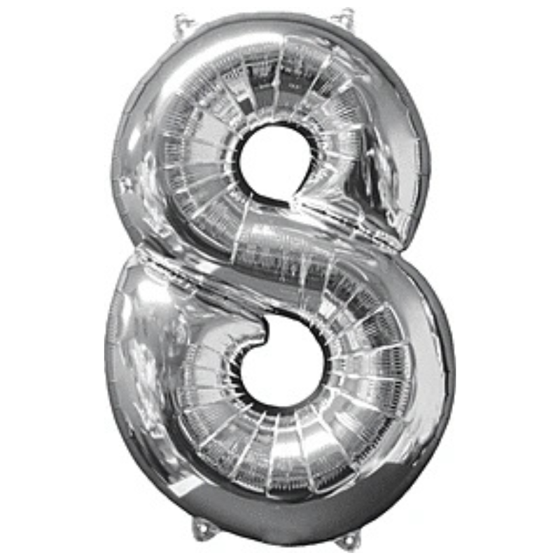 34in Number Balloons: Silver