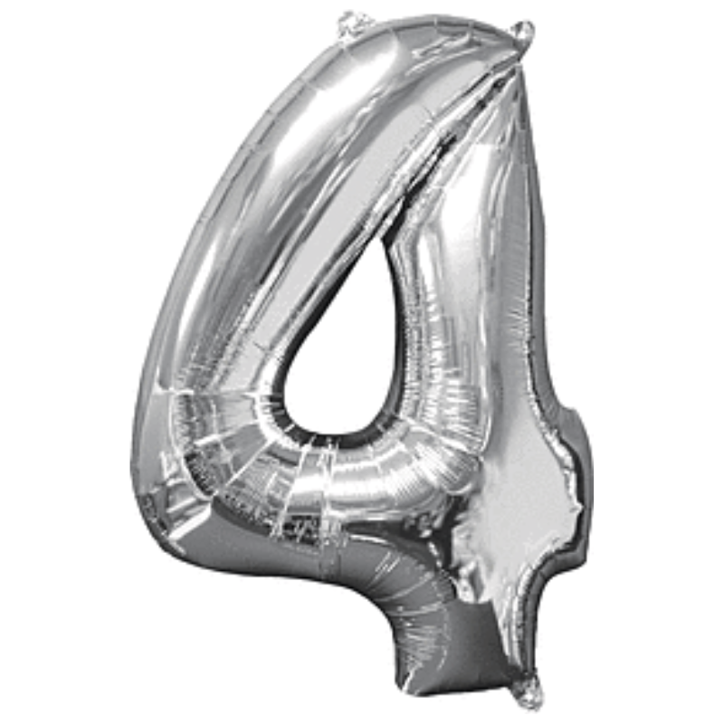 34in Number Balloons: Silver