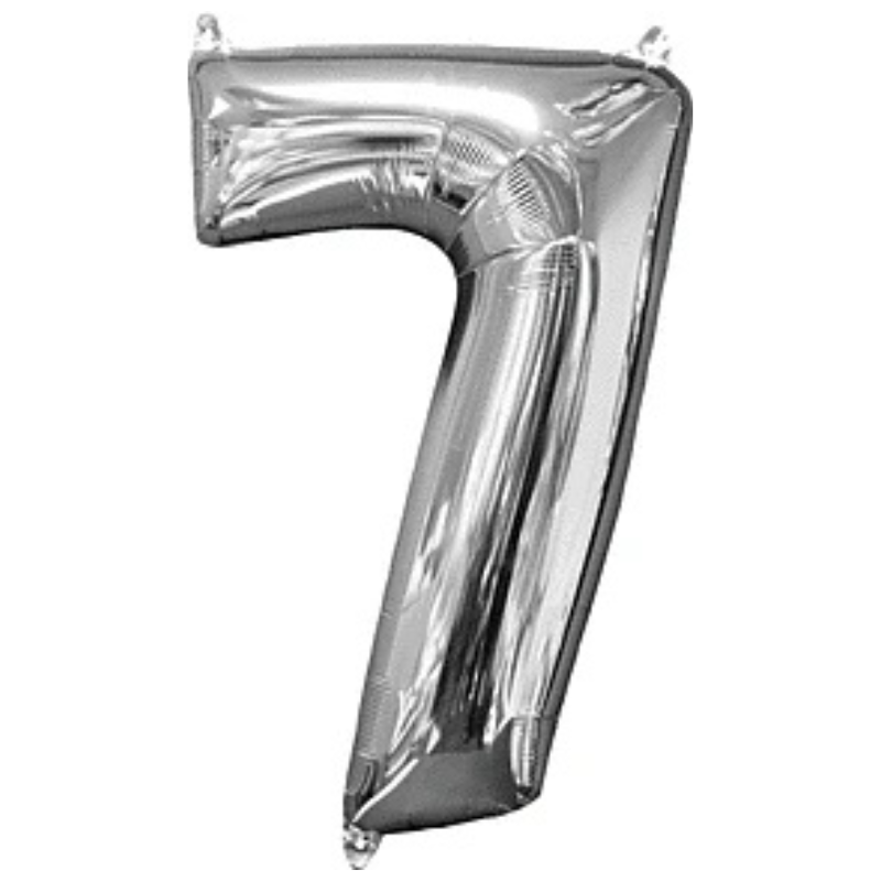 34in Number Balloons: Silver