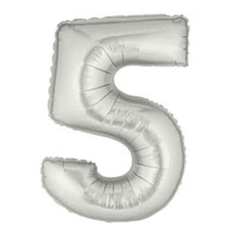 34in Number Balloons: Holographic Silver