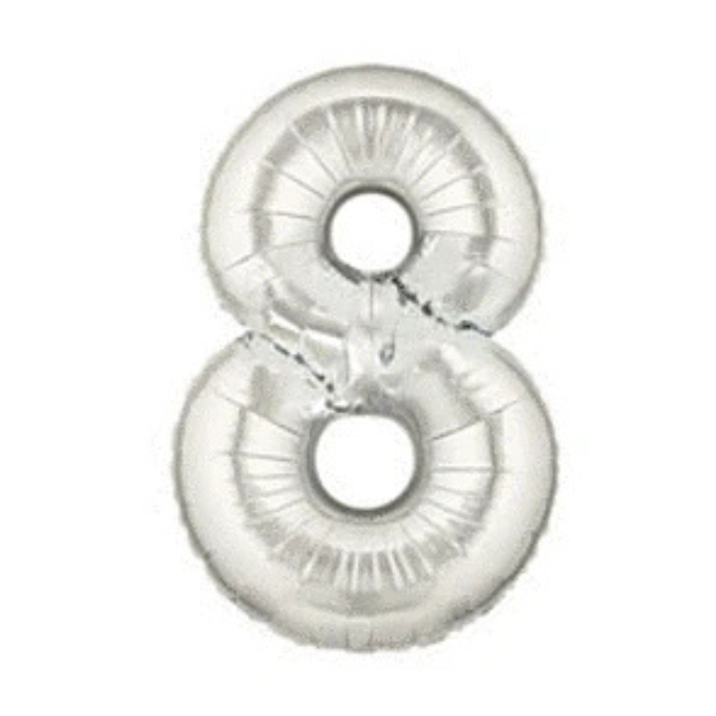 34in Number Balloons: Holographic Silver