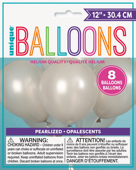 12in Pearlized Packaged Latex Balloons 8ct