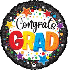 #G32 Congrats Grad Colorful Confetti 18in Printed Mylar