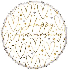 #541 Happy Anniversary Thin Hearts 18in Printed Mylar