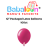 12" Packaged Latex Balloons 100ct - Not Inflated
