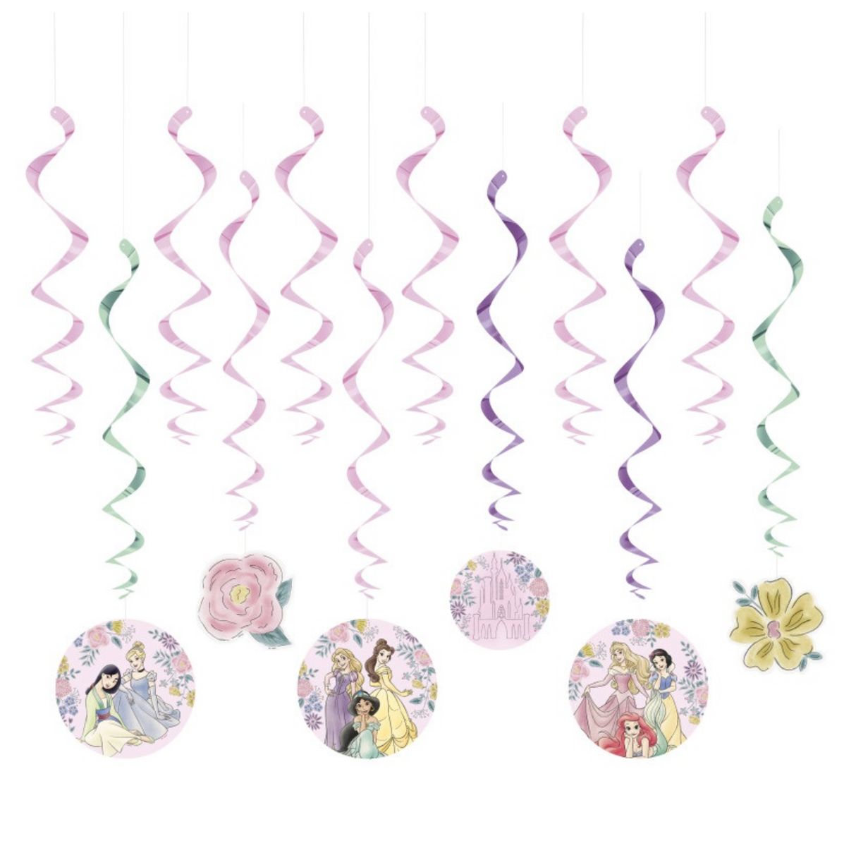Disney Princess Assorted Hanging Swirl Decorations 12ct