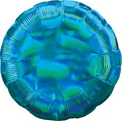 #689 Iridescent Caribbean Blue Round 18in Printed Mylar