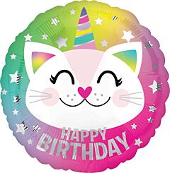 #325 Birthday Caticorn 18in Printed Mylar
