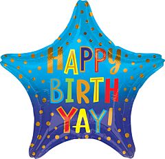 #312 Happy Birth-yay Star 18in Printed Mylar