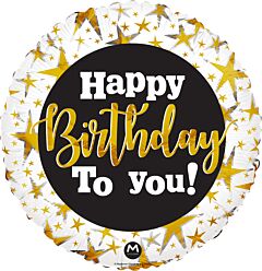 #311 Gold Stars Birthday 18in Printed Mylar