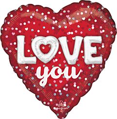 #517 Love You Confetti 18in Printed Mylar