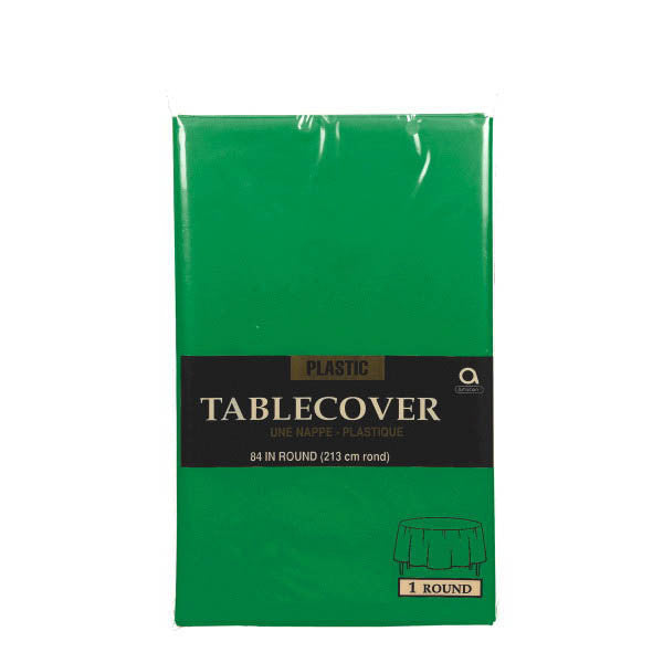 Green Plastic Round Table Cover 84in