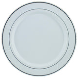 Regal White Premium Plastic Plates with Silver Trim