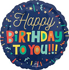#316 Bright Birthday Blocks 18in Printed Mylar