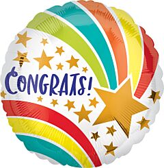 #484 Congrats Gold Shooting Star 18in Printed Mylar