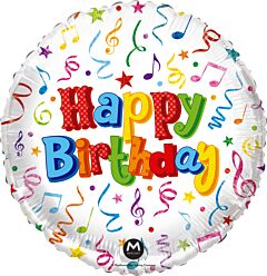 #307 Happy Birthday Streamers 18in Printed Mylar