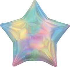 #672 Iridescent Rainbow Star 18in Printed Mylar