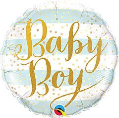 #597 Baby Boy Stripes & Dots 18in Printed Mylar