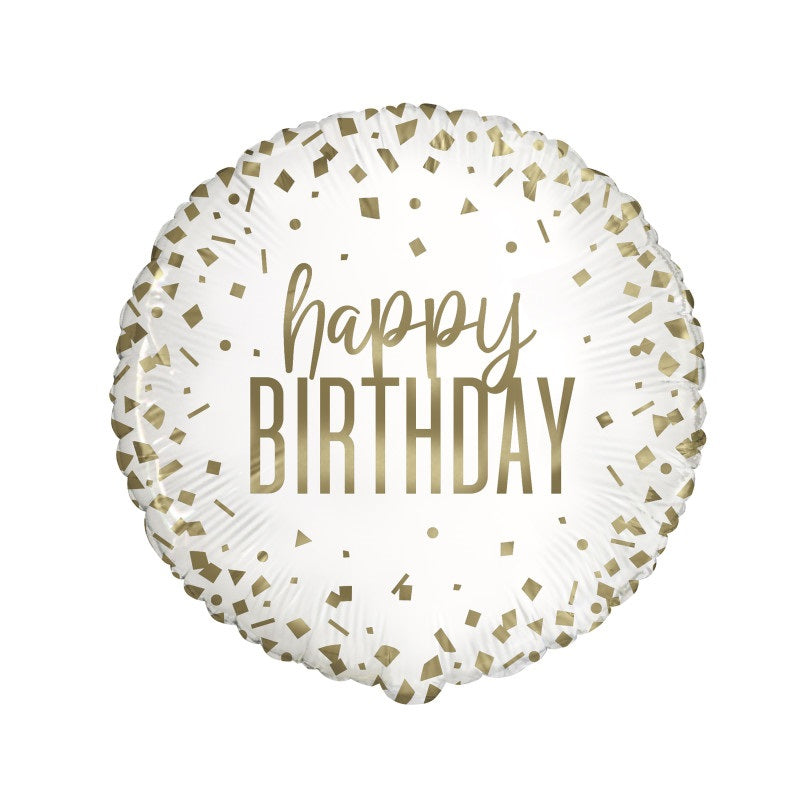#343 Gold Confetti Birthday 18in Printed Mylar