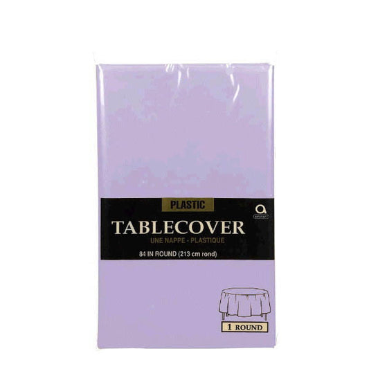 Lavender Plastic Round Table Cover 84in