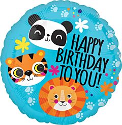 #303 Panda Tiger Lion Birthday 18in Printed Mylar