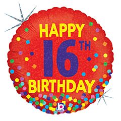 #353 Red Confetti 16 18in Printed Mylar