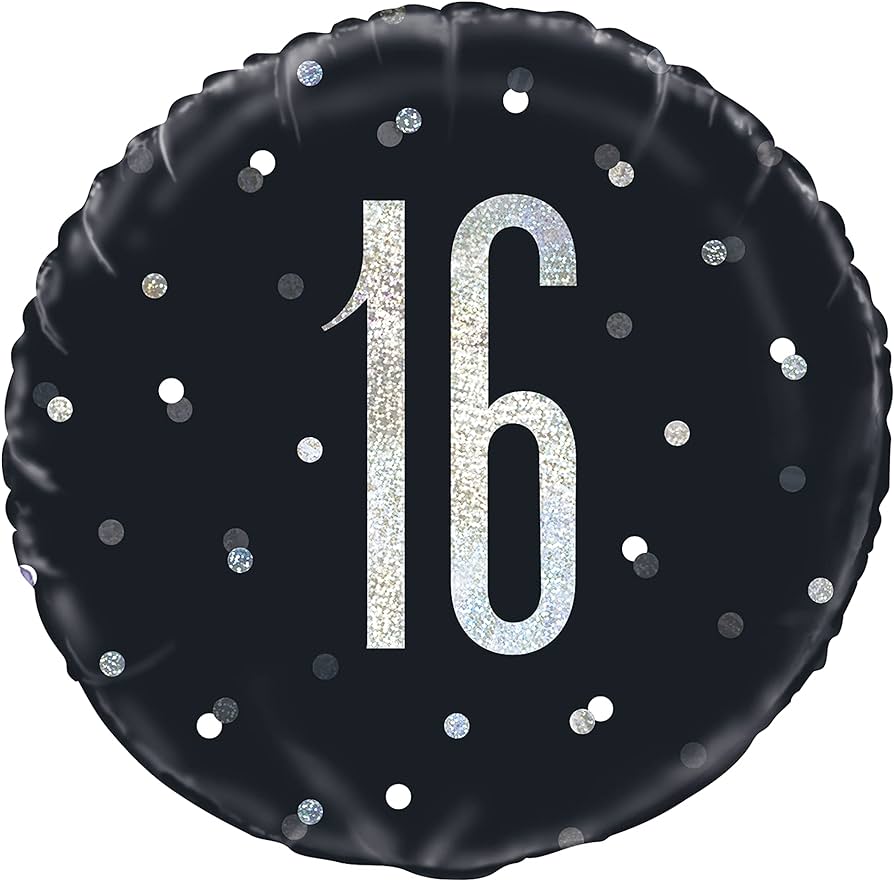 #354a Black Glitz 16 18in Printed Mylar