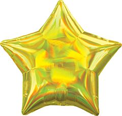 #676 Iridescent Yellow Star 18in Printed Mylar