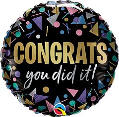 #G28 Congrats You Did It Metallic Confetti 18in Printed Mylar