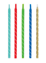 Bright Spiral Birthday Candles 5in - Assorted 12ct