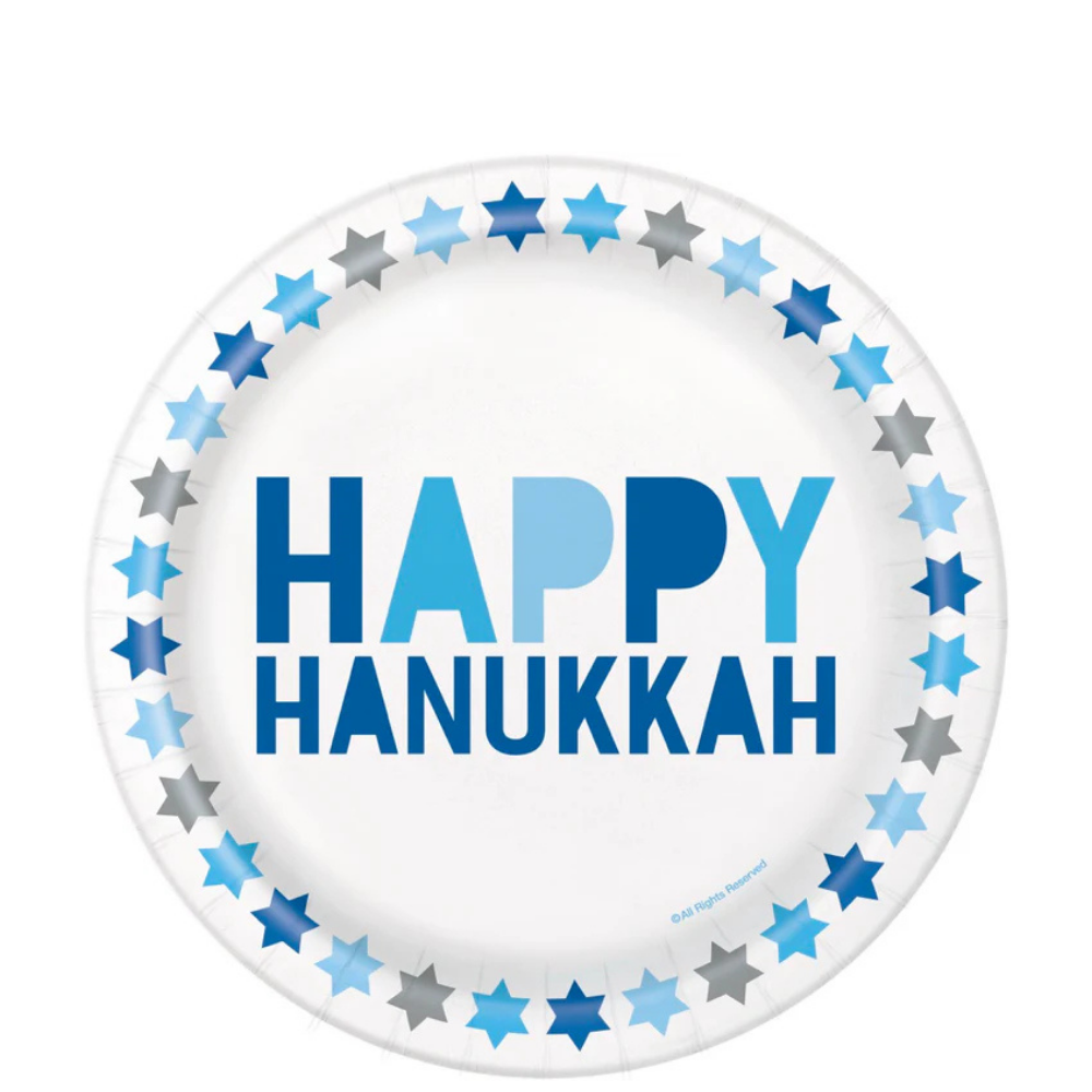 Starry Hanukkah Round 7in Dessert Plates 8ct