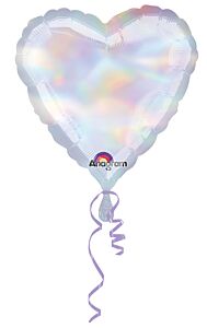 #695 Iridescent Silver Heart 18in Printed Mylar