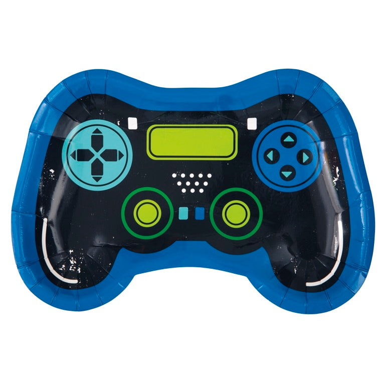 Gamer Birthday Controller Shaped 9.25 Plates 8ct
