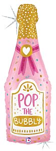 New Year Pink Champagne Bottle 37in Supershape