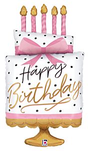 #022 Pink Bow Birthday Cake 35in Supershape
