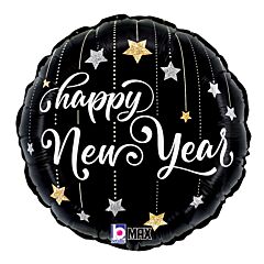 #19 New Year Sparkling Stars 18in Printed Mylar