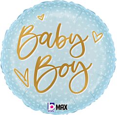 #597 Satin Boy Gold Script 18in Printed Mylar