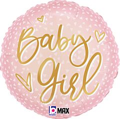 #587 Satin Gold Girl Script 18in Printed Mylar