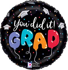 #G38 Grad Colorful Balloons 18in Printed Mylar