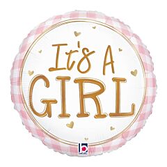 #583 Baby Girl Gingham 18in Printed Mylar