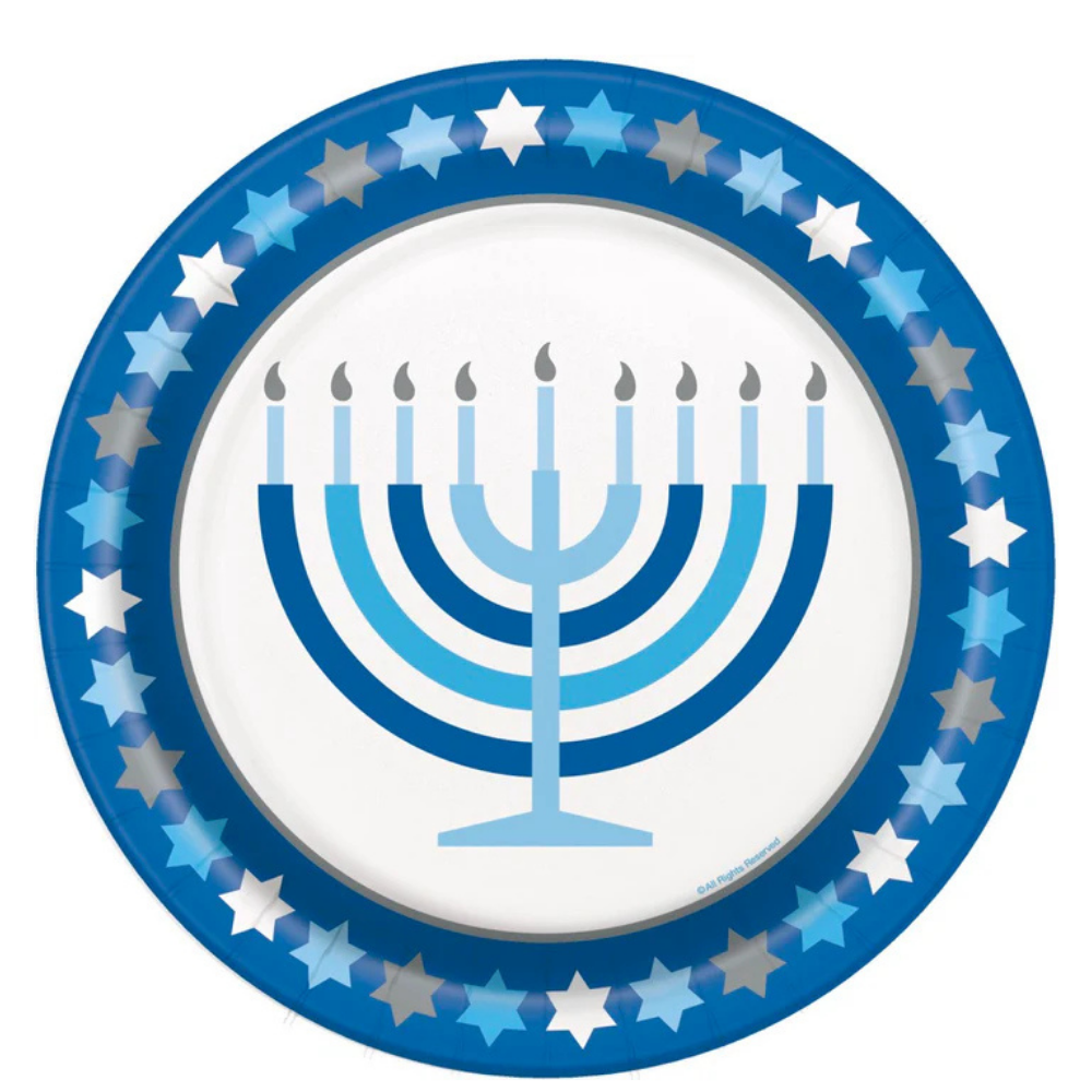Starry Hanukkah Round 9in Dinner Plates 8ct