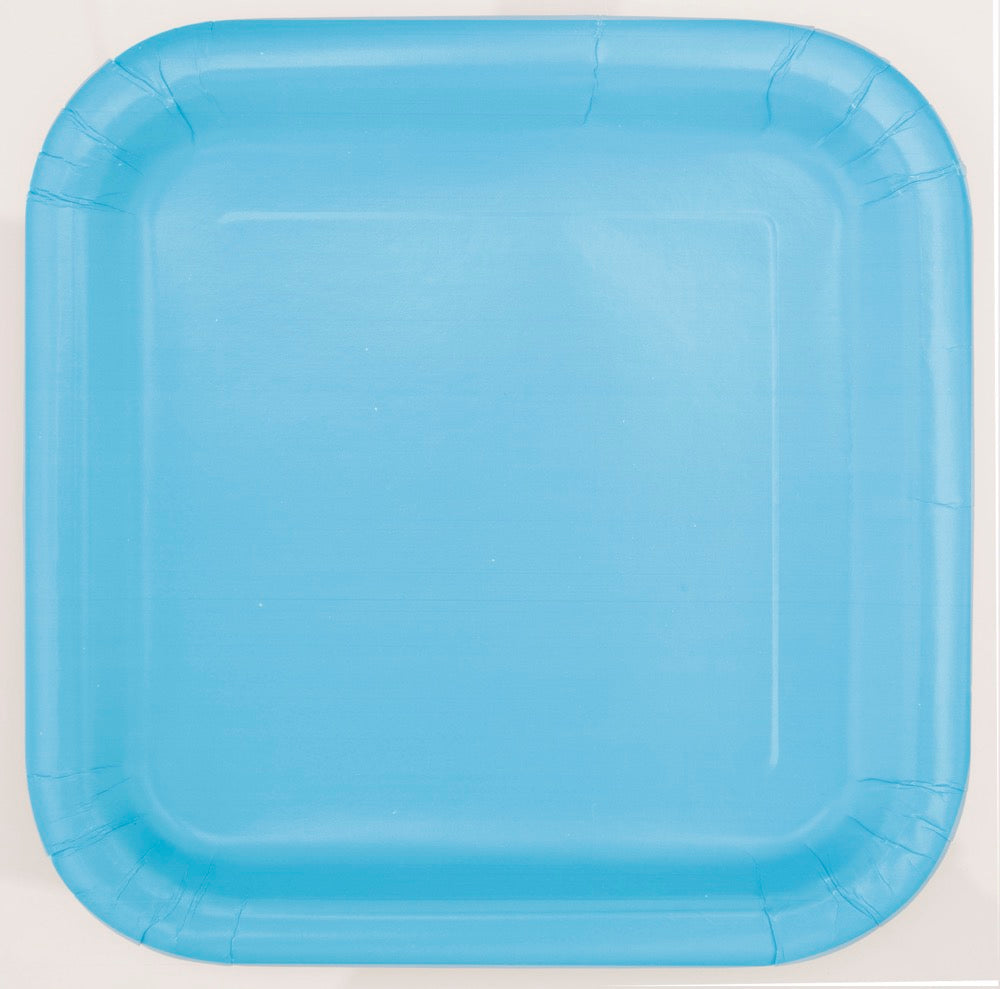 Powder Blue Square 9in Dinner Plates 14ct