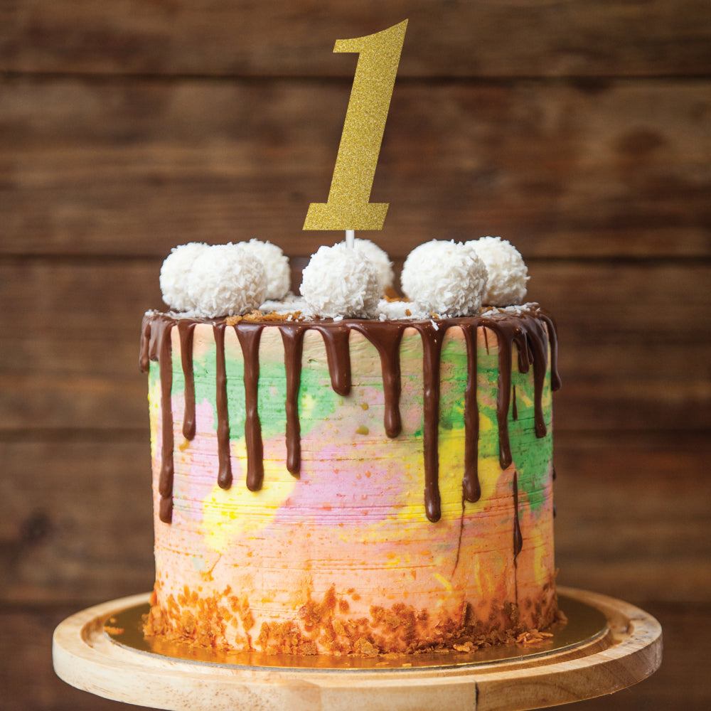 Gold Number Cake Topper 6in