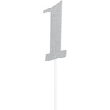 Silver Number Cake Topper 6in
