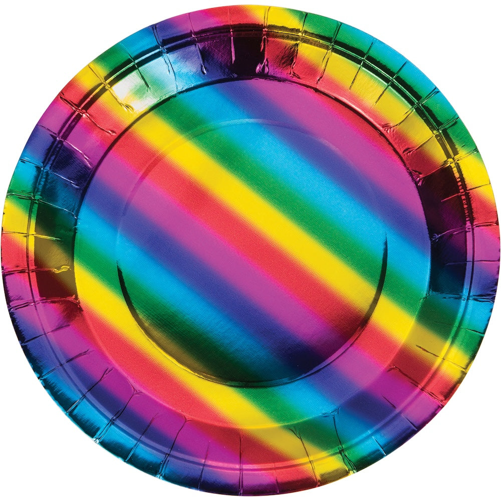 Rainbow Foil 9in Plates 8ct