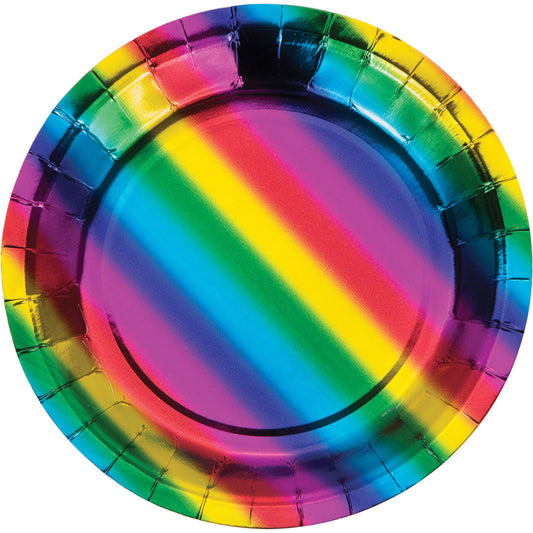 Rainbow Foil 7in Plates 8ct